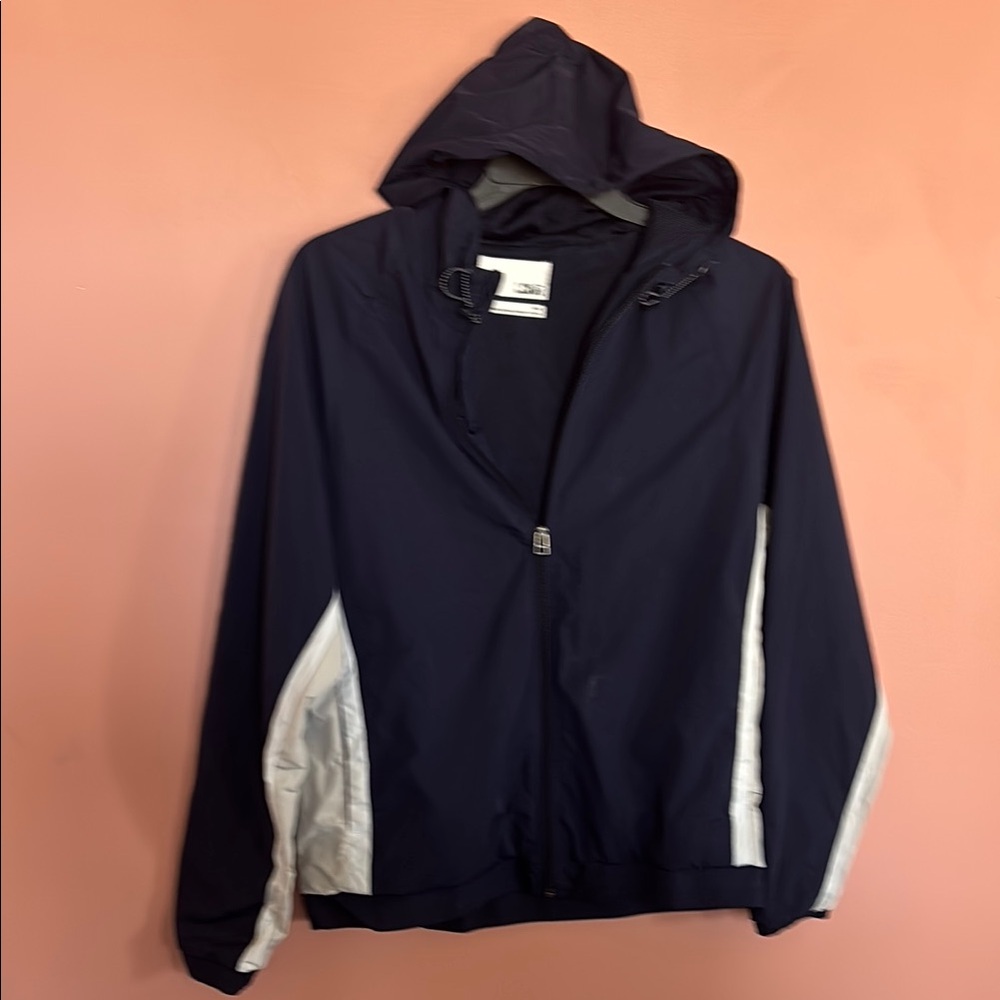 Navy and White Hooded Jacket LCKR by Footlocker Medium